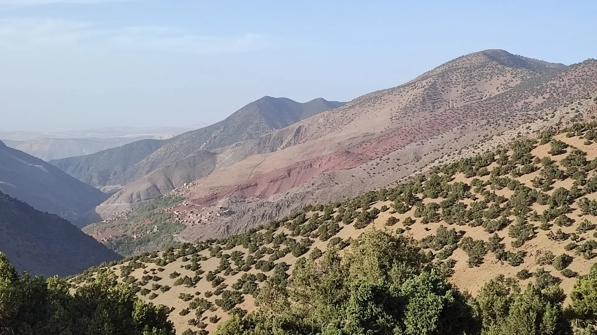 Green terraces and villages in a High Atlas valley